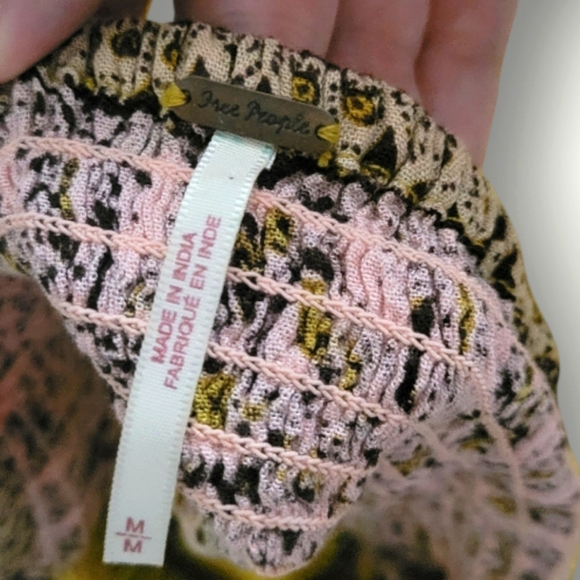 Free People Maribelle Cut-Out Jumpsuit Size Medium Yellow Bohemian Paisley - Picture 11 of 12